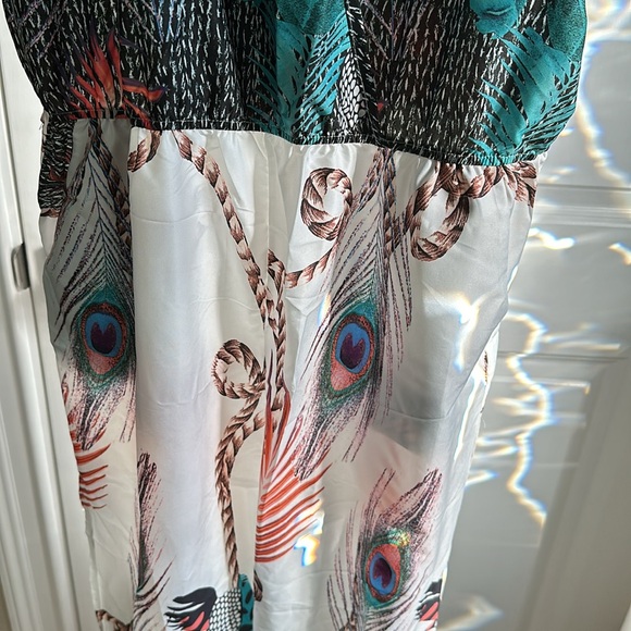 Non stretch jumpsuit- strapped style tapered leg with ties - Picture 3 of 6